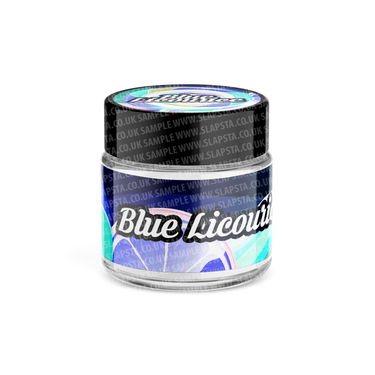 Blue Liquorice Glass Jars Pre - Labeled - 3.5grams (1/8oz)