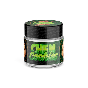 Chem Cookies Glass Jars Pre - Labeled - 3.5grams (1/8oz)