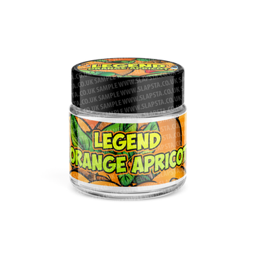 Legend Orange Apricot Glass Jars Pre - Labeled - 3.5grams (1/8oz)