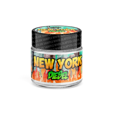 New York Diesel Glass Jars Pre-Labeled - 3.5grams (1/8oz) / 10pcs / Yes