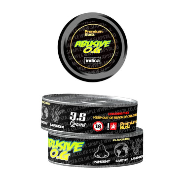 Abusive OG Pre - Labeled 3.5g Self - Seal Tins - 60pcs