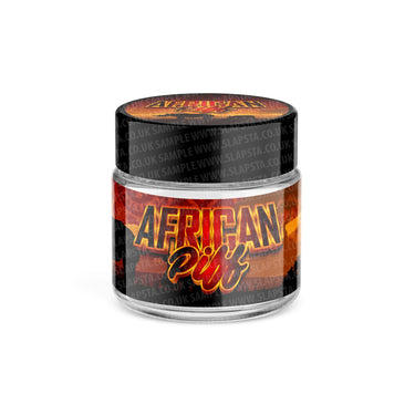 African Piff Glass Jars Pre - Labeled - 3.5grams (1/8oz)