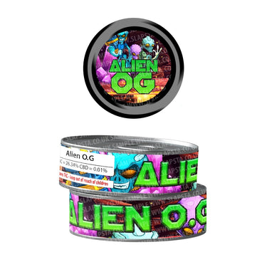 Alien OG Pre - Labeled 3.5g Self - Seal Tins - 60pcs