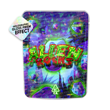 Alien Rocks SFX Mylar Pouches Pre - Labeled - 3.5g (1/8oz)