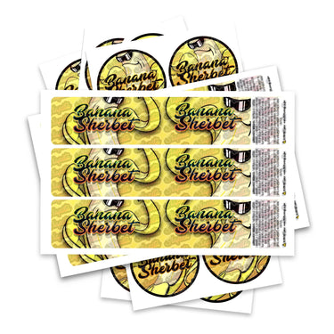 Banana Sherbet Glass Jar / Tamper Pot Label - 50ml Tamper Strip Pot