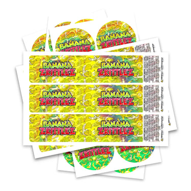 Banana Zkittlez Glass Jar / Tamper Pot Label - 50ml Tamper Strip Pot