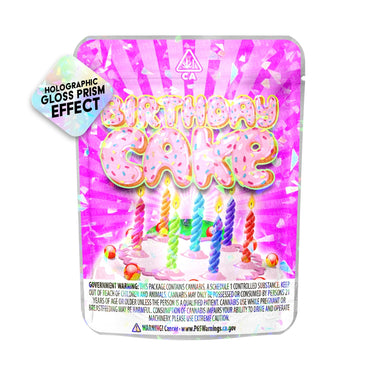 Birthday Cake SFX Mylar Pouches Pre-Labeled - 3.5g (1/8oz) / No / 16pcs
