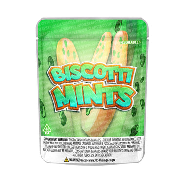 Biscotti Mints Mylar Pouches Pre-Labeled - 3.5g (1/8oz) / No / 16pcs