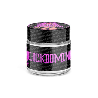 Black Domina Glass Jars Pre - Labeled - 3.5grams (1/8oz)