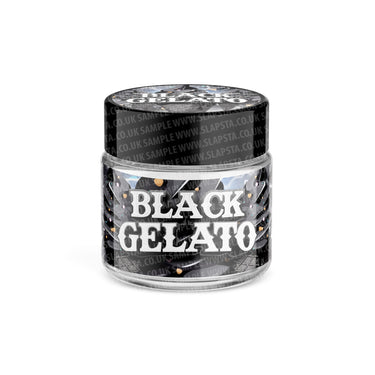 Black Gelato Glass Jars Pre - Labeled - 3.5grams (1/8oz)