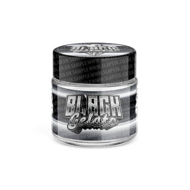 Black Gelato Glass Jars Pre - Labeled - 3.5grams (1/8oz)