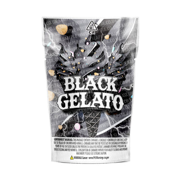 Black Gelato Mylar Pouches Pre - Labeled - 3.5g (1/8oz)