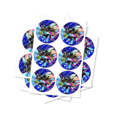 Black Gushers Circular Stickers - 2.5cm