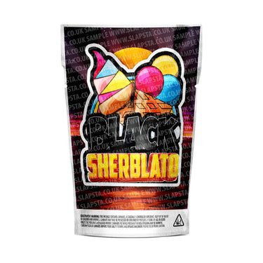 Black Sherblato Mylar Pouches Pre-Labeled - 3.5g (1/8oz) / No / 16pcs