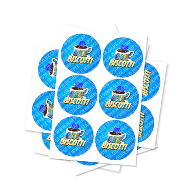 Blue Biscotti Circular Stickers - 2.5cm