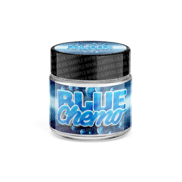 Blue Chemo Glass Jars Pre - Labeled - 3.5grams (1/8oz)