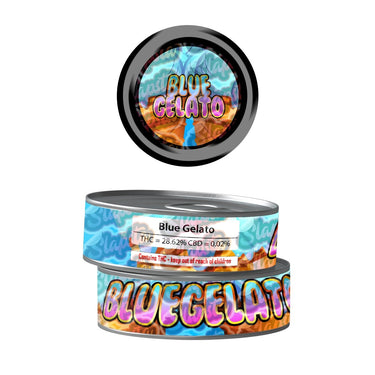 Blue Gelato Pre - Labeled 3.5g Self - Seal Tins - 60pcs