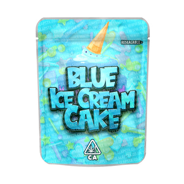 Blue Ice Cream Cake Mylar Pouches Pre - Labeled - 3.5g (1/8oz)