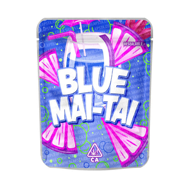 Blue Mai Tai Mylar Pouches Pre - Labeled - 3.5g (1/8oz)