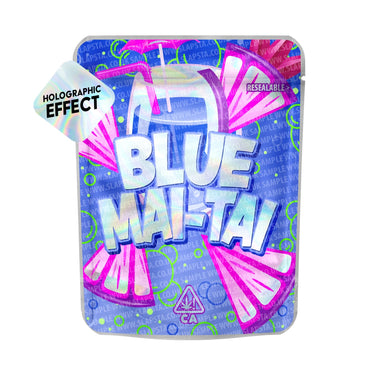 Blue Mai Tai SFX Mylar Pouches Pre - Labeled - 3.5g (1/8oz)