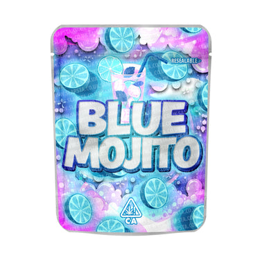 Blue Mojito Mylar Pouches Pre - Labeled - 3.5g (1/8oz)
