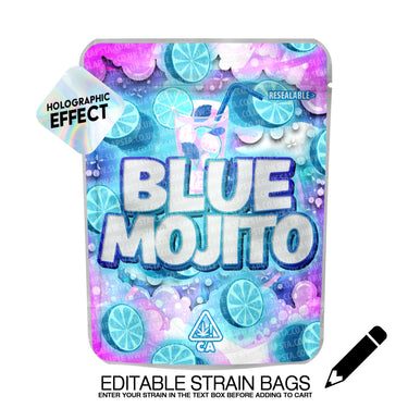 Blue Mojito SFX Mylar Pouches Pre - Labeled - 3.5g (1/8oz)