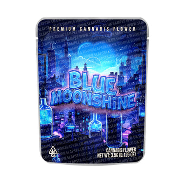 Blue Moonshine Mylar Pouches Pre - Labeled - 3.5g (1/8oz)
