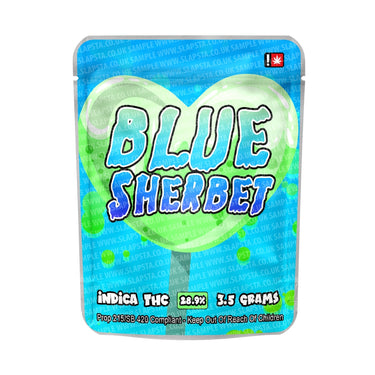 Blue Sherbet Mylar Pouches Pre - Labeled - 3.5g (1/8oz)