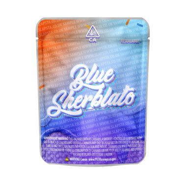 Blue Sherblato Mylar Pouches Pre - Labeled - 3.5g (1/8oz)
