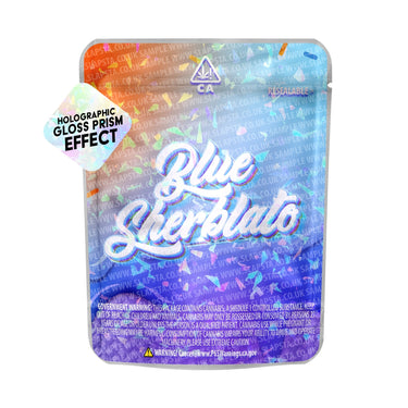 Blue Sherblato SFX Mylar Pouches Pre - Labeled - 3.5g (1/8oz)