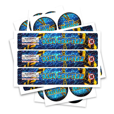 Blue Zkittlez Glass Jar / Tamper Pot Labels - 50ml Tamper Strip Pot