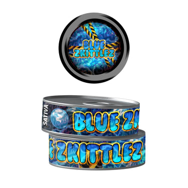 Blue Zkittlez Pre - Labeled 3.5g Self - Seal Tins - 60pcs