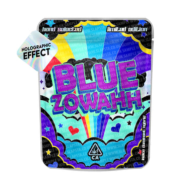 Blue Zowahh SFX Mylar Pouches Pre - Labeled - 3.5g (1/8oz)