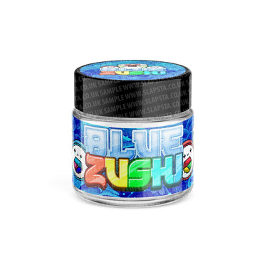 Blue Zushi Glass Jars Pre - Labeled - 3.5grams (1/8oz)
