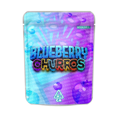 Blueberry Churroz Mylar Pouches Pre - Labeled - 3.5g (1/8oz)