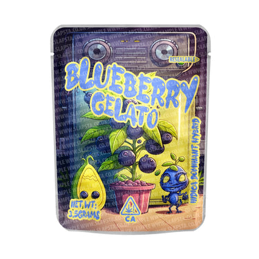 Blueberry Gelato Mylar Pouches Pre - Labeled - 3.5g (1/8oz)