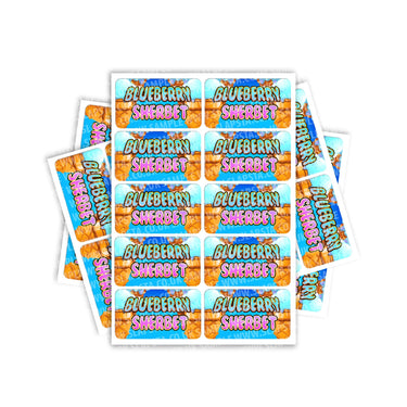 Blueberry Sherbet Rectangle / Pre - Roll Labels - Pre - Roll (10.16cm x 6.7cm)