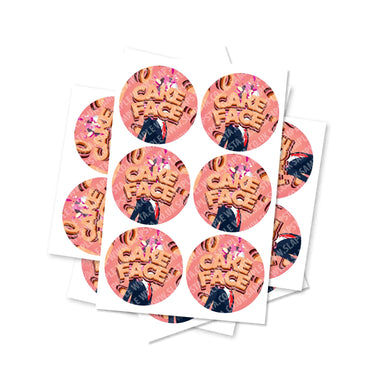 Cake Face Circular Stickers - 2.5cm