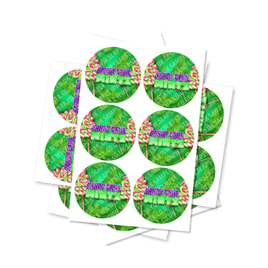 Candy Cane Mintz Circular Stickers - 2.5cm