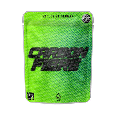 Carbon Fibre Mylar Pouches Pre - Labeled - 3.5g (1/8oz)