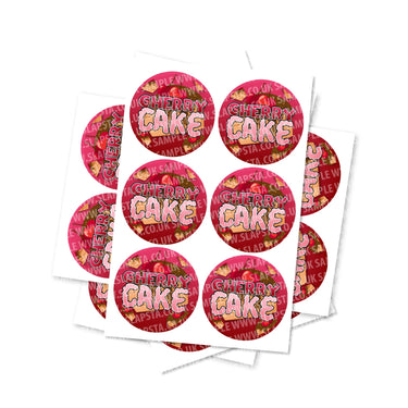 Cherry Cake Circular Stickers - 2.5cm