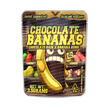 Chocolate Bananas Mylar Pouches Pre - Labeled - 3.5g (1/8oz)