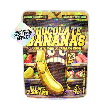 Chocolate Bananas SFX Mylar Pouches Pre - Labeled - 3.5g (1/8oz)
