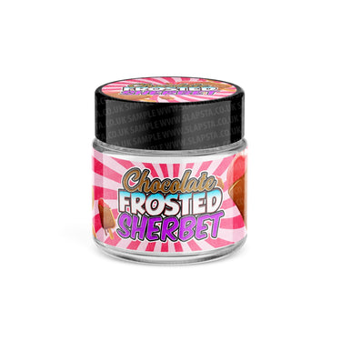Chocolate Frosted Sherbet Glass Jars Pre - Labeled - 3.5grams (1/8oz)