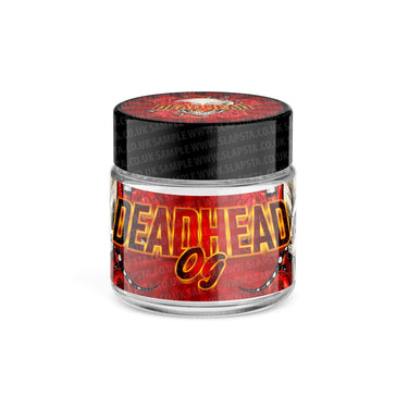 Dead Head OG Glass Jars Pre - Labeled - 3.5grams (1/8oz)