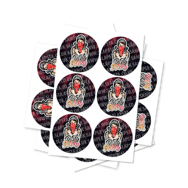 Dirty Shirley Circular Stickers - 2.5cm