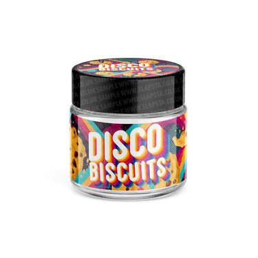 Disco Biscuits Glass Jars Pre - Labeled - 3.5grams (1/8oz)
