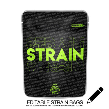 Editable Strain Mylar Pouches Pre - Labeled - 3.5g (1/8oz)