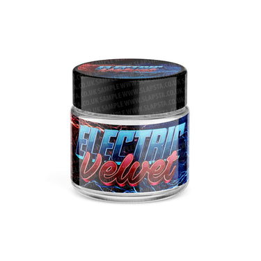 Electric Velvet Glass Jars Pre - Labeled - 3.5grams (1/8oz)