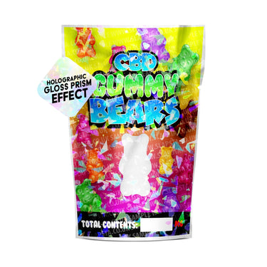EMPTY CBD Gummy Bears SFX Mylar Pouches Pre - Labeled - 3.5g (1/8oz)